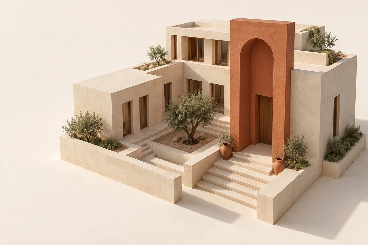 مجسم معماري ببوابة طينية، رسم توضيحي لهوية ساكنلي
